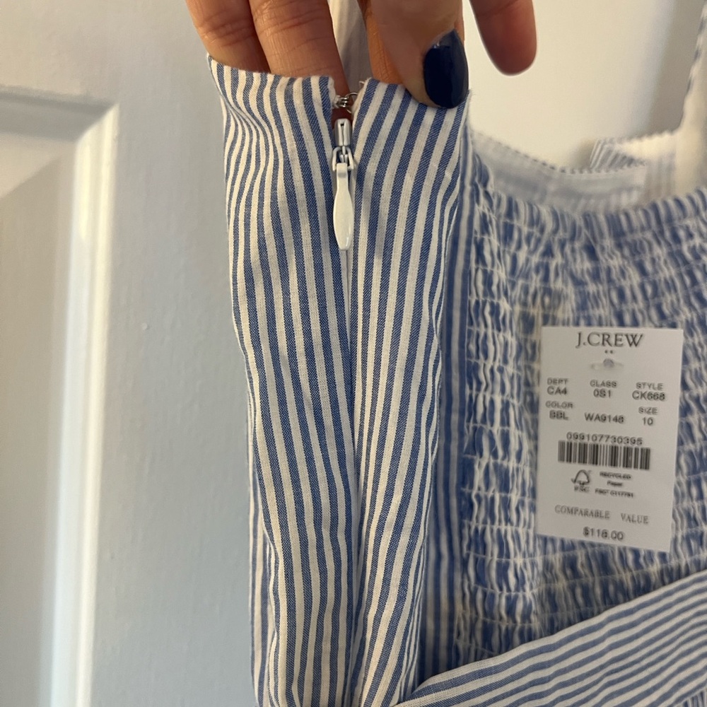 NWT J Crew Blue and White Striped Dress - Picture 12 of 13